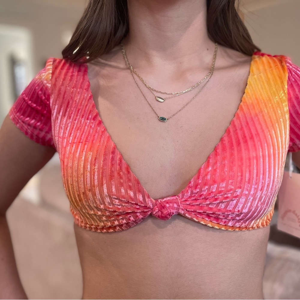 Vibrant Pink and Orange Bikini Top
